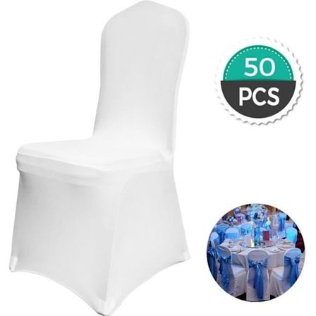 Pakke med 50 stolebetræk - Spandexbetræk - Hvid