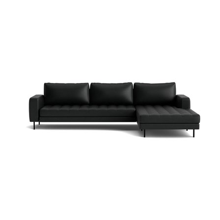 Rouge XL chaiselong sofa, højrevendt - Cleo Sort Nero - 310x185x89cm - Vendbare ryghynder, blød komfort & pulverlakerede ben - Sofa med chaiselong