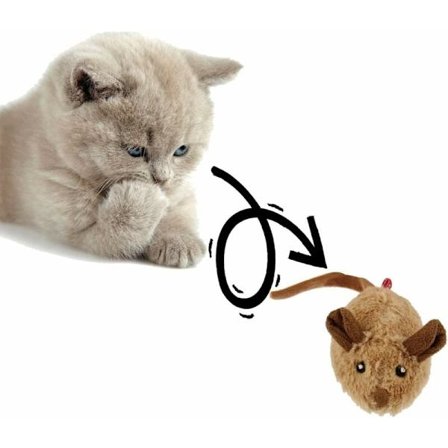 Interaktiivinen kissanlelu - Interaktiivinen kissanlelu höyhenillä USB-ladattava automaattisesti liikkuva hiiri (harmaa)