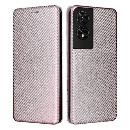 For TCL 505 Telefondeksel Karbonfibertekstur Lær Magnetisk Lukking Skall