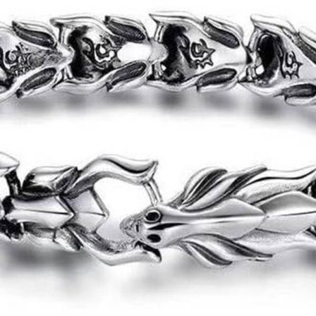 Herrearmbånd, Retro Punk Drage Polert Kubansk Kjedearmbånd for Menn og Kvinner