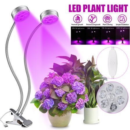 16w Led Grow Lights Dubbla Head 360 Degress Flexibel Dimning
