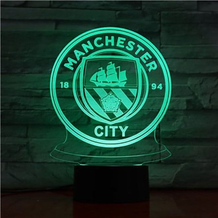 Manchester City FC USB 3D Anime Natlampe Atmosfærisk LED Bordlampe Julegaver til Fodboldelskere Dekorativ Lampe til Børn