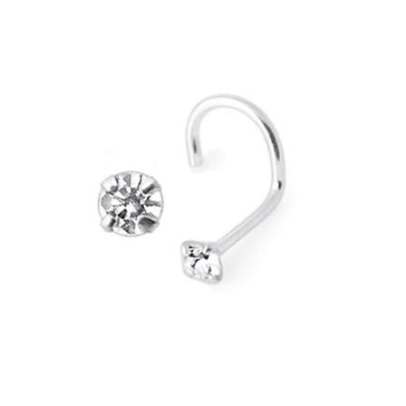 Skruvbar näspiercing i 925 sterling silver med Kloinfattad CZ