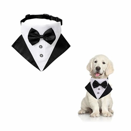 Koira Tuxedo Bandana Kaulus, 1 Kpl Säädettävä Muodollinen Koira Hää Bandana Lemmikkieläinten Hääpuku Solmio Bandana D-Renkaalla Pienille 