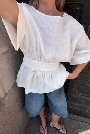 NA-KD Blouse en crêpe gaufrée à manches courtes - - Blanc - EU 40