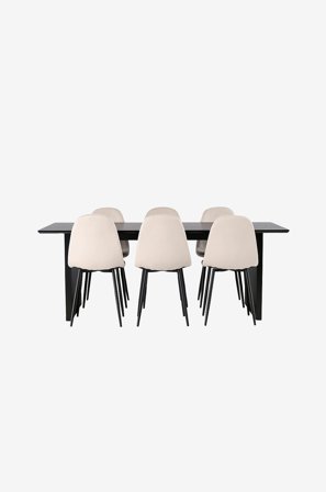 Venture Home - Spisegruppe Vail med 6 spisebordsstole Polar - Sort - Spisegrupper - Fra Homeroom