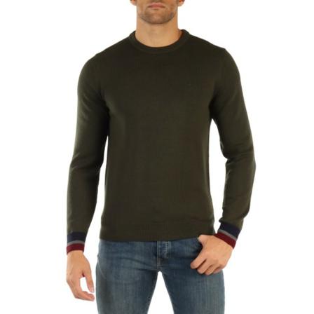 Sun68 Round-neck Strik Grøn, Herre Strik, Størrelse: 3XL