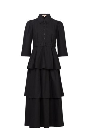 Poplin Flounce dress Black XS