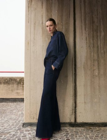 Mango High-Rise Wide Leg Rinse-Wash Jeans - Blue - 32