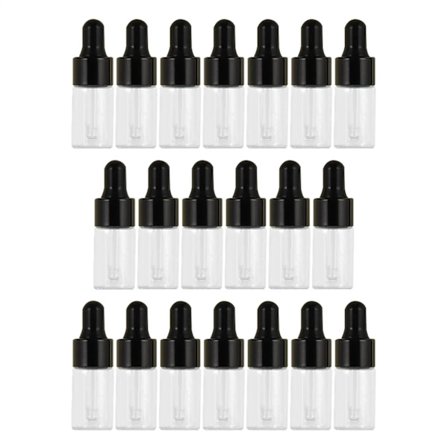 20 stk. tomme glassflasker med dråpeteller, lekkasjesikre øyedråpedispensere, tinkturflasker for olje, flytende ekstrakt