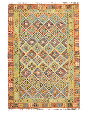 Oriental Kilim Afghan Old Style Rug 200X289 Brown/Orange Wool, Afghanistan