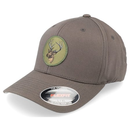 Hunter - Grey flexfit Czapka Z Daszkiem - Woven Deer Circle Patch Dark Grey Flexfit @ Hatstore