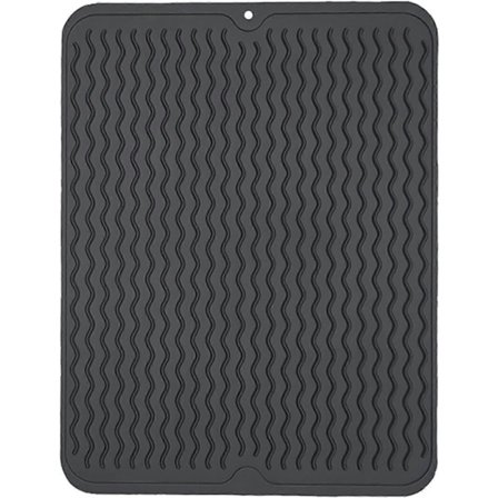 Silikon oppvaskmatte, avrenningsmatte for kjøkkenbenk, varmebestandig matte, lett å rengjøre avrenningsmatte, sklisikker oppvaskmatte - Yx Black Black