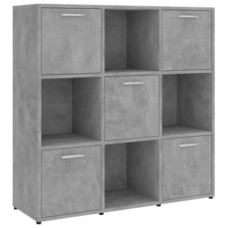 Vidaxl Bokhylla Betonggrå 90x30x90 Cm Konstruerat Trä Grå