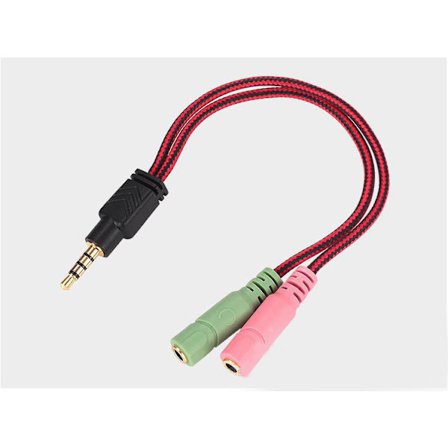 Rød og sort linje Dobbelt Jack Adapter Mikrofon Headset PC 3,5 mm Han til Dobbelt Hun Lyd Splitter Splitter Kabel Fungerer på PS4 eller Xbox 