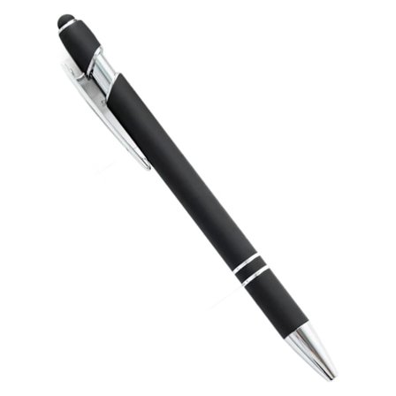Bribobo 8-pakning Svart Kulepenn 2-i-1 Stylus - Uttrekkbar Metallpenn med Stylus-tupp for Berøringsskjermer, 1,0 mm Svart Blekk