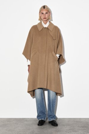 COS Women's Double-Faced Wool Long Cape in Beige