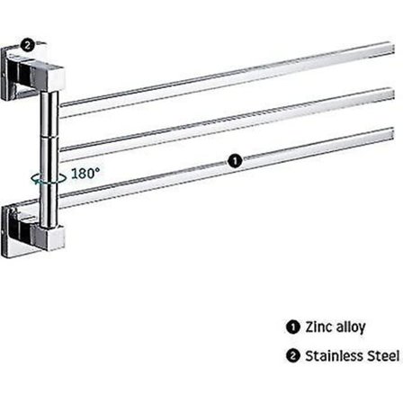 Kääntyvä pyyhekuivain 3-tasoinen ruostumattomasta teräksestä kylpyhuonehylly