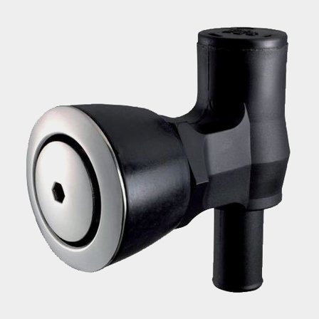 Tankventil, plast, vinklet, med Ø16 mm slangeforbindelse