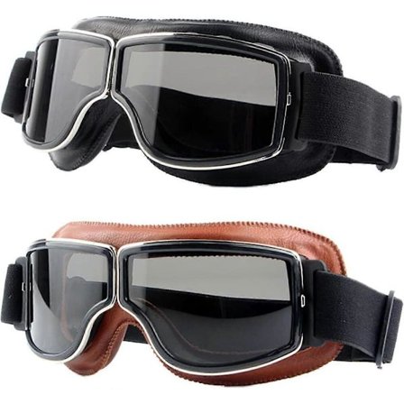 Motorcykelbriller, 2-pak Vintage Anti-dug Pilot PU Læderbriller Støvtætte ATV Off Road Motorcykelhjelm Briller Prot