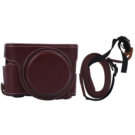 Läderkameraskyddsfodral med axelrem för Canon G7XII G7XIII digitalkamera - Brun