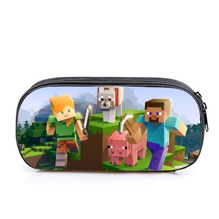 Minecraft Tema Kids Boys Girls Blyantveske Penn Bag Student Stasjonær Oppbevaringsarrangør Pouch Gaver
