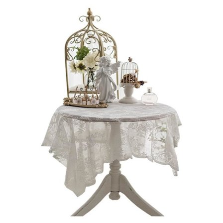 Rektangulär bordsduk Rund spetsduk Liten rund bordsduk Bordsduk nordisk retro vit bordsduk Dessert bordsduk-Retro spets vitRund bordsduk 150*150cm-FA-