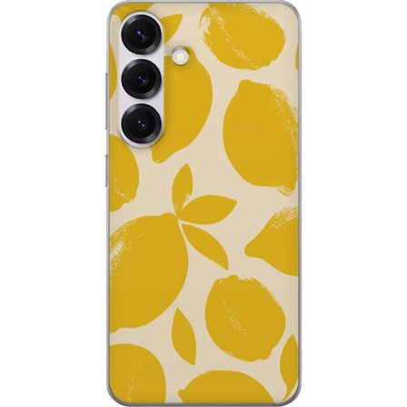 Kompatibelt Mobilskal till Samsung Samsung Galaxy S25 Citrontryck citroner gula citrusfrukt köksmönster sommar design tapet retro stil färsk inspir
