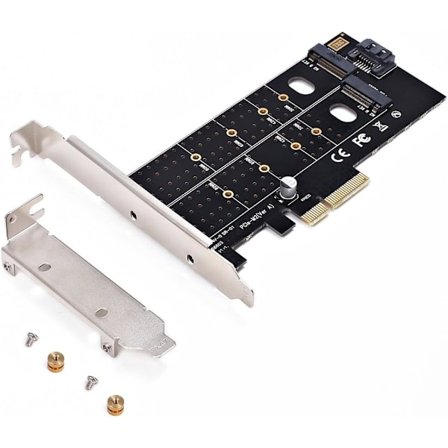 Dual M.2 PCIe-adapter, M2 SSD NVME (m-nøkkel) eller SATA (b-nøkkel) 22110 2280 2260 2242 2230 til PCI-e 3.0 x 4 vertskontrollerutvidelseskort med lav 