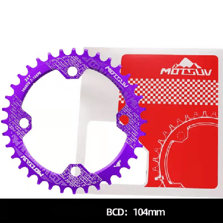 (One Piece) Mountainbike 104BCD Kædeblad Positivt og Negativt Kædeblad Enkelt Hastighed Cirkel (Ellipse 38T) Lilla