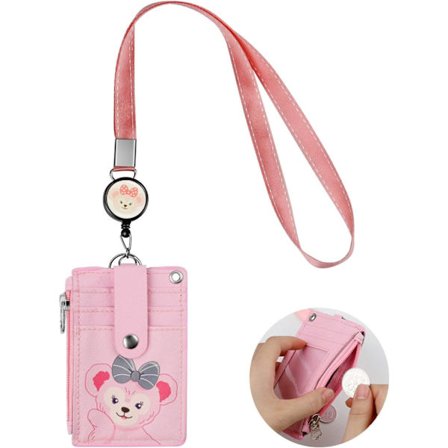 2 st PU-korthållare med snodd, 5 kortplatser och 1 blixtlåsförsedd ficka, total längd 57 cm, ID-korthållare med utdragbart spänne