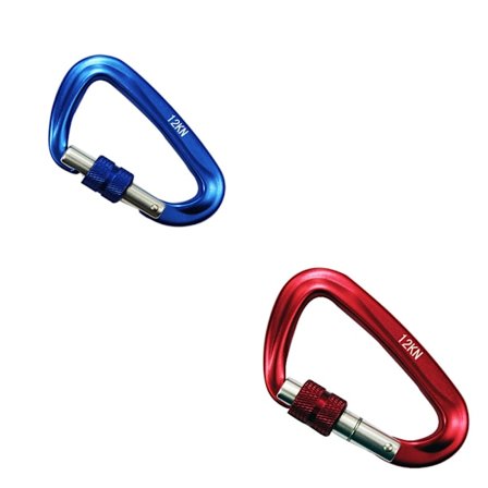 Todelt blå og rød karabinhage, stor karabinhage med nøglering,