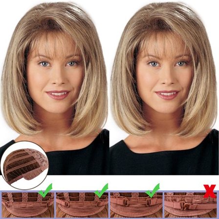 TG Kort Bob Parykk med Lugg Naturlig Menneskehår Parykk for Kvinner