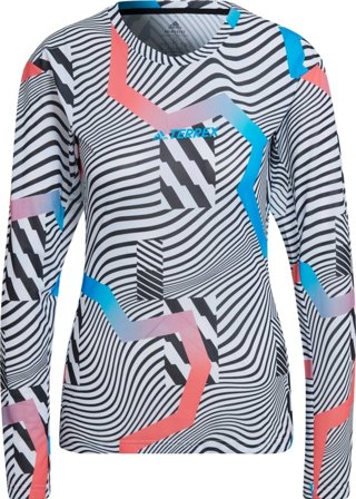 Adidas Women's Terrex Primeblue Trail Graphic LS Top Women long-sleeved training tops White L