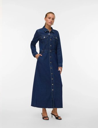 Vero Moda Vmmolly Ls Ank Denim Dress - Blue - S