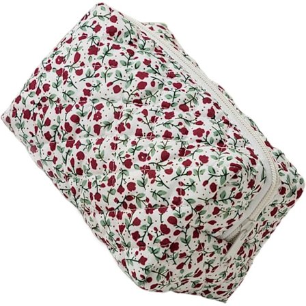 Makeup Taske, Rejse Toilet Taske, Bærbar Makeup Taske, Kosmetik Taske med Lynlås, Ribbet Makeup Taske, Kosmetik Taske med Blomstermønster