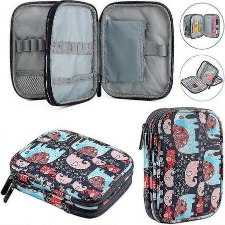 Virknåls- och stickfodral med Oxford-tyg, välgjort och lättåtkomligt, bärbar virkningsförvaringsorganisatör för att bära virknålar, övrigt_