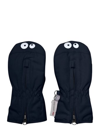 Mittens W. Zipper Black Color Kids