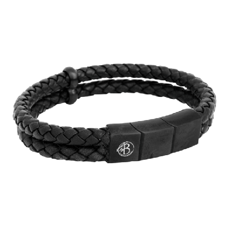 by BILLGREN Leopold Leather Bracelet Black Accessoarer Herr Svart 21 cm