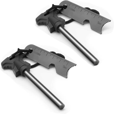 2 stk. Flintstenger, Camping Utendørs Flint, Brannstarter, med Magnesium Flint Utendørs Camping Nød Survival Tool