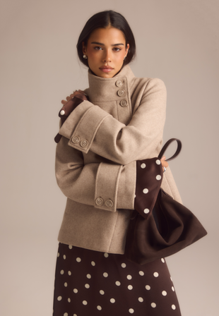 Bubbleroom - High Neck Short Coat - Kläder