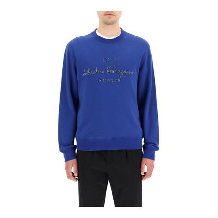 Salvatore Ferragamo, 1927 cotton sweatshirt Blauw, Heren, Maat:L