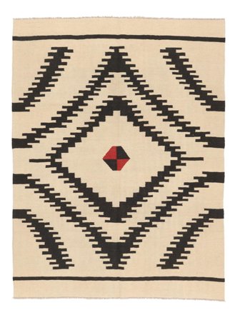 Handgewebt Kelim Modern 150X198 Wollteppich Beige/Schwarz Klein