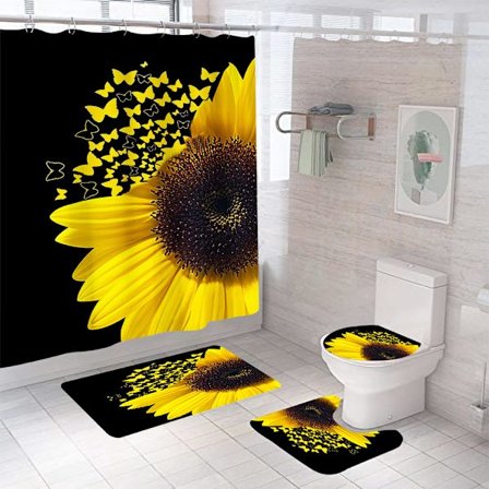 Auringonkukka suihkuverho sarjat 4 kappaletta Lainaukset Perhonen Kylpy