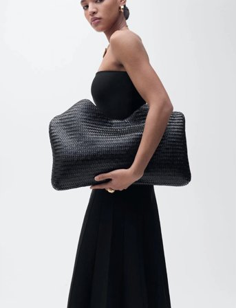 Mango Strapless Flared Knitted Dress - Black - S