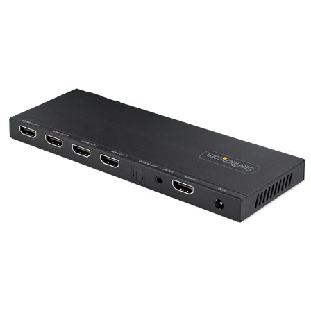 StarTech 4-Port HDMI Splitter, 4K 60Hz HDMI 2.0 Video, 1 In 4 Out HDMI Splitter, 4K HDMI Splitter w/Built-in Scaler, 3.5mm/Optical Audio Port, Durable