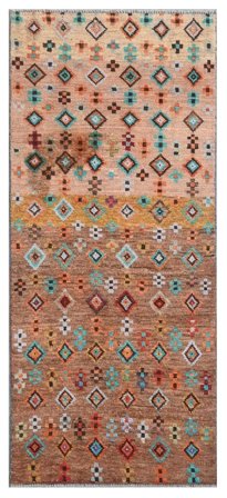 Noué À La Main Moroccan Berber - Afghanistan 77X192 Tapis De Laine Marron/Vert Petit