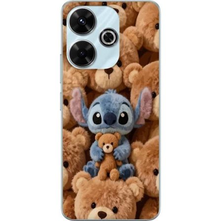 Kompatibelt Mobildeksel til Xiaomi Redmi 13 Stitch omgitt av brune teddybjørner med en liten teddybjørn i fanget i en søt og koselig kawaii-design