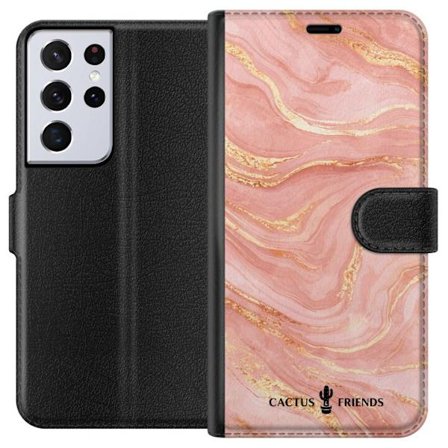 Kompatibel Tegnebogsetui til Samsung Samsung Galaxy S21 Ultra 5G Cactus and Friends – RoseGoldFlow
